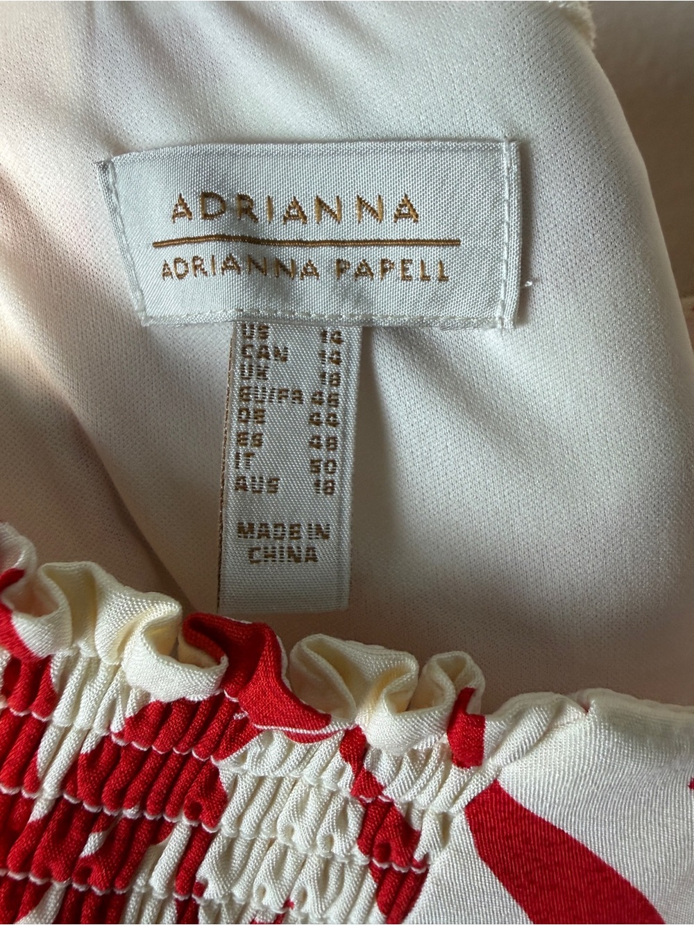 Adrianna Papell NWT Printed Maxi Dress Sz 14 Red Ivory Spaghetti Strap Boho - Picture 7 of 11